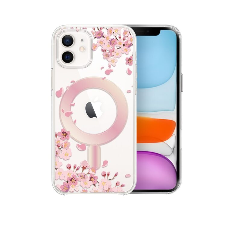 Etui do iPhone 11, Flower MagSafe, kwiat wiśni, przeźroczyste (5)