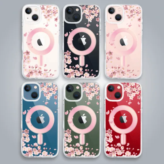 Etui do iPhone 13, Flower MagSafe, kwiat wiśni, przeźroczyste (3)