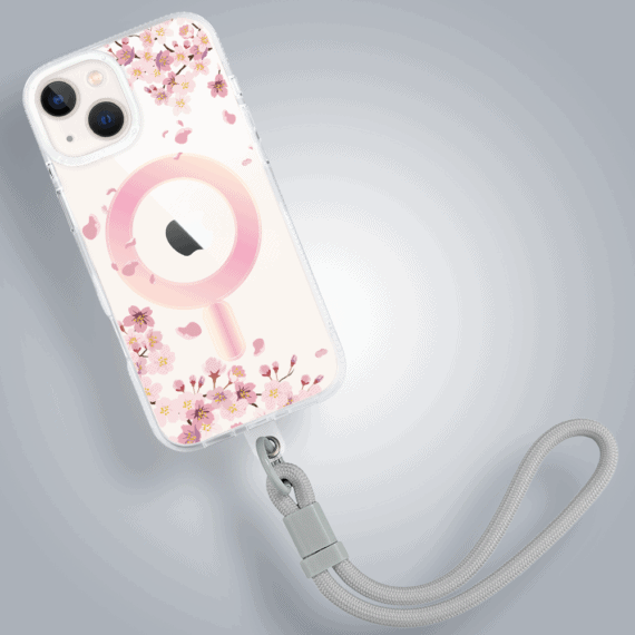 Etui do iPhone 13, Flower MagSafe, kwiat wiśni, przeźroczyste (4)
