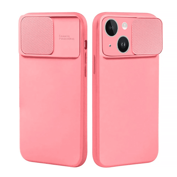 etui do iphone 13 silicone camera cover, ruchoma osłona kamery, różowe