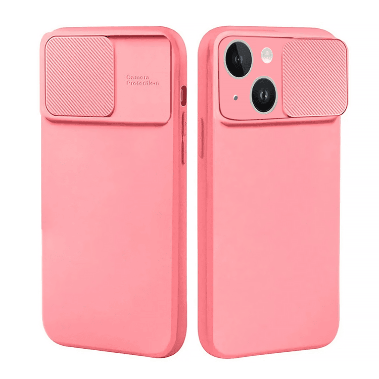 etui do iphone 13 silicone camera cover, ruchoma osłona kamery, różowe