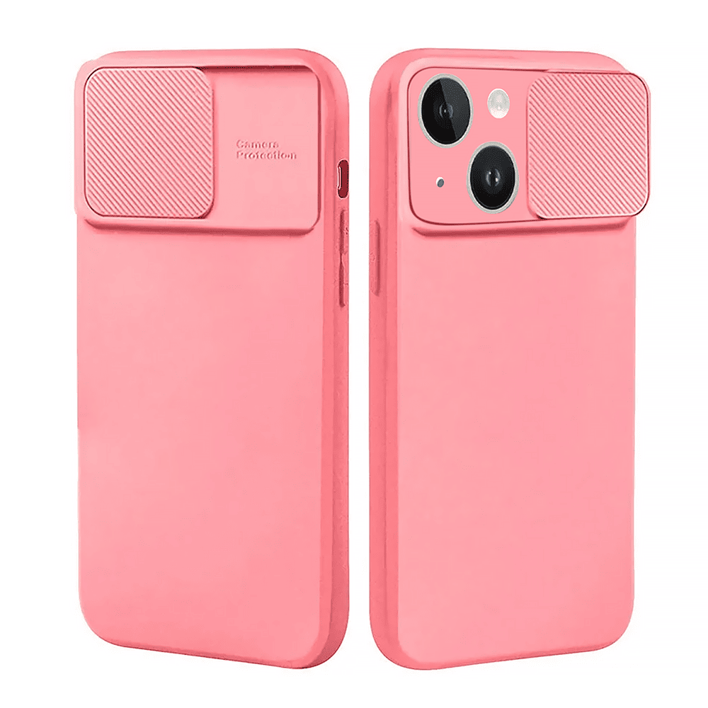 Etui do iPhone 13 Silicone Camera Cover, ruchoma osłona kamery, różowe