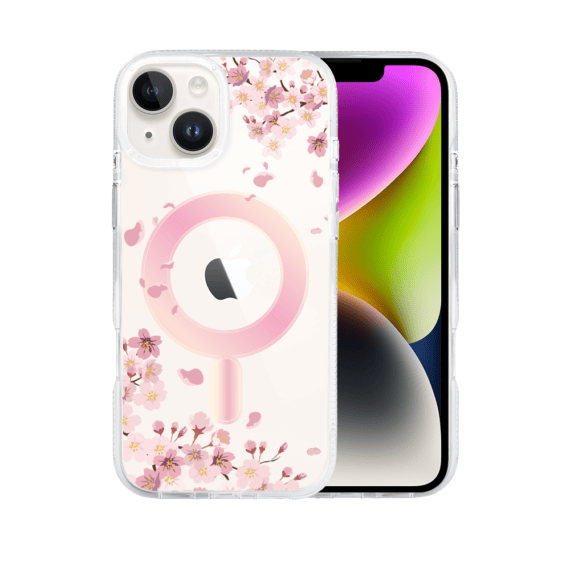Etui do iPhone 14, Flower MagSafe, kwiat wiśni, przeźroczyste (1)