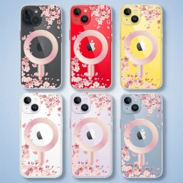 Etui do iPhone 14, Flower MagSafe, kwiat wiśni, przeźroczyste (1)