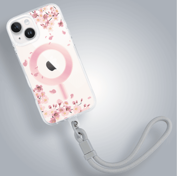 Etui do iPhone 14, Flower MagSafe, kwiat wiśni, przeźroczyste (4)