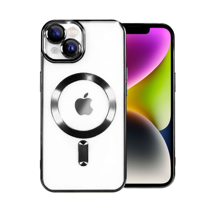 etui do iphone 14 magsafe luxury protect przeźroczyste, hybrydowa ochrona kamery, czarne