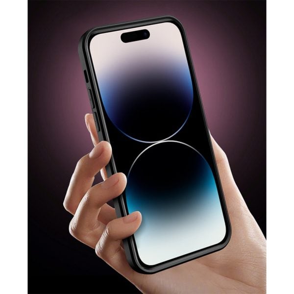 etui do iphone 14 pro pancerne z magnetycznym uchwytem, osłona kamery, czerwono czarne