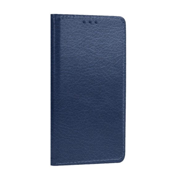Etui do iPhone 14 zamykane, eleganckie skórzane, granatowe (3)