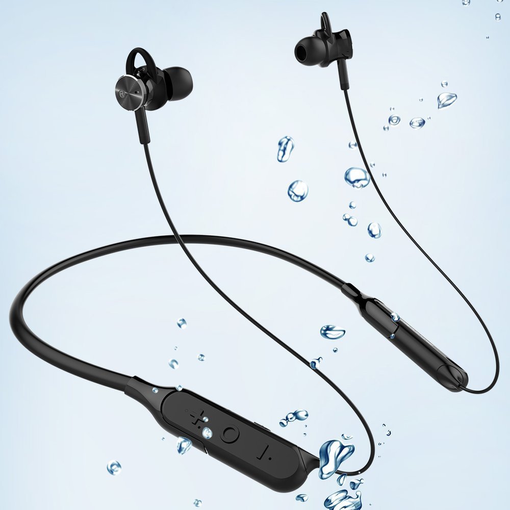 Słuchawki sportowe, wodoodporne IPX5, sportowe bezprzewodowe słuchawki Bluetooth 5.0, ANC, czarne