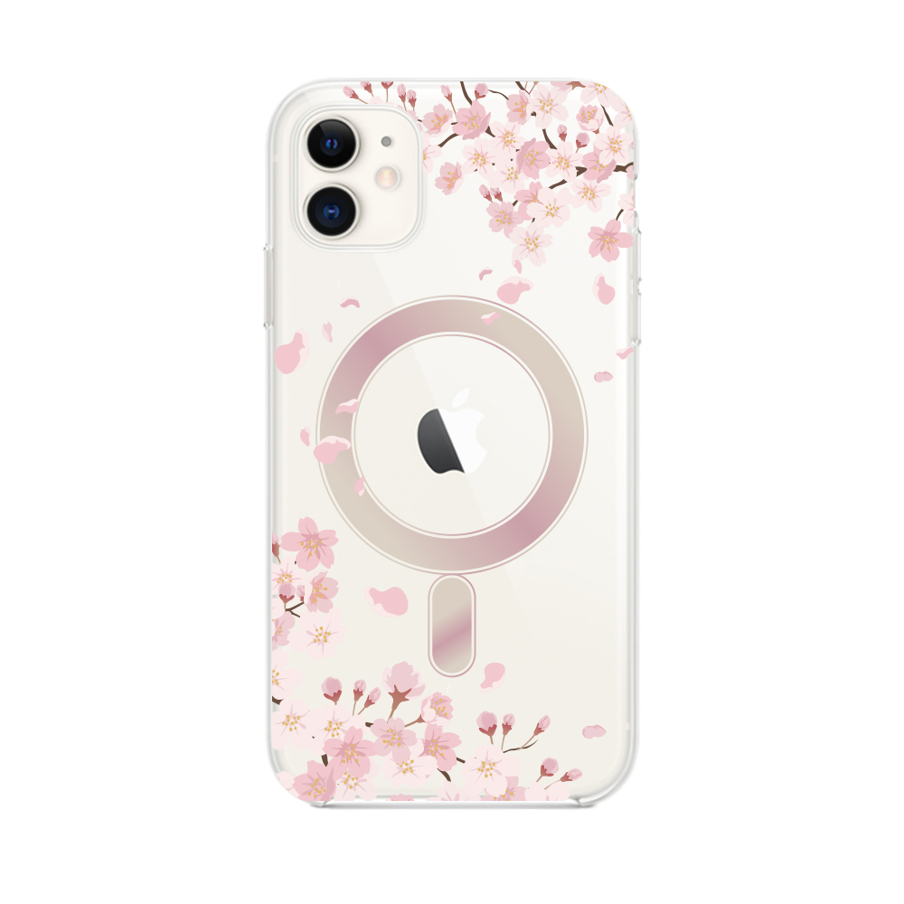 Etui do iPhone 11 Flower MagSafe z nadrukiem, fioletowe kwiaty