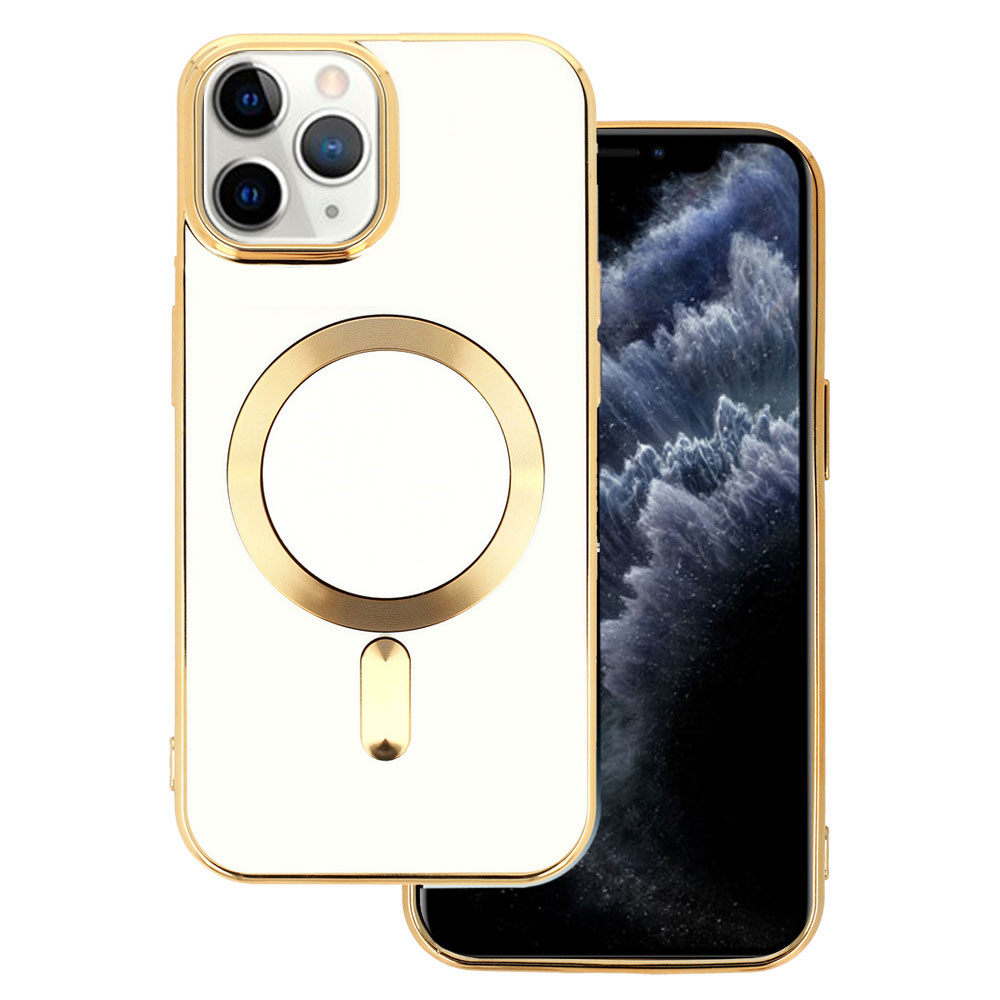 Etui do iPhone 11 Pro Max Liquid Gold Magsafe, białe