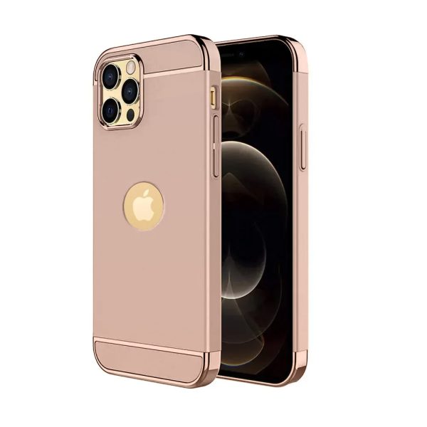 Etui do iPhone 12 Pro eleganckie cienkie ze zdobieniami i widocznym logo, różowe złoto
