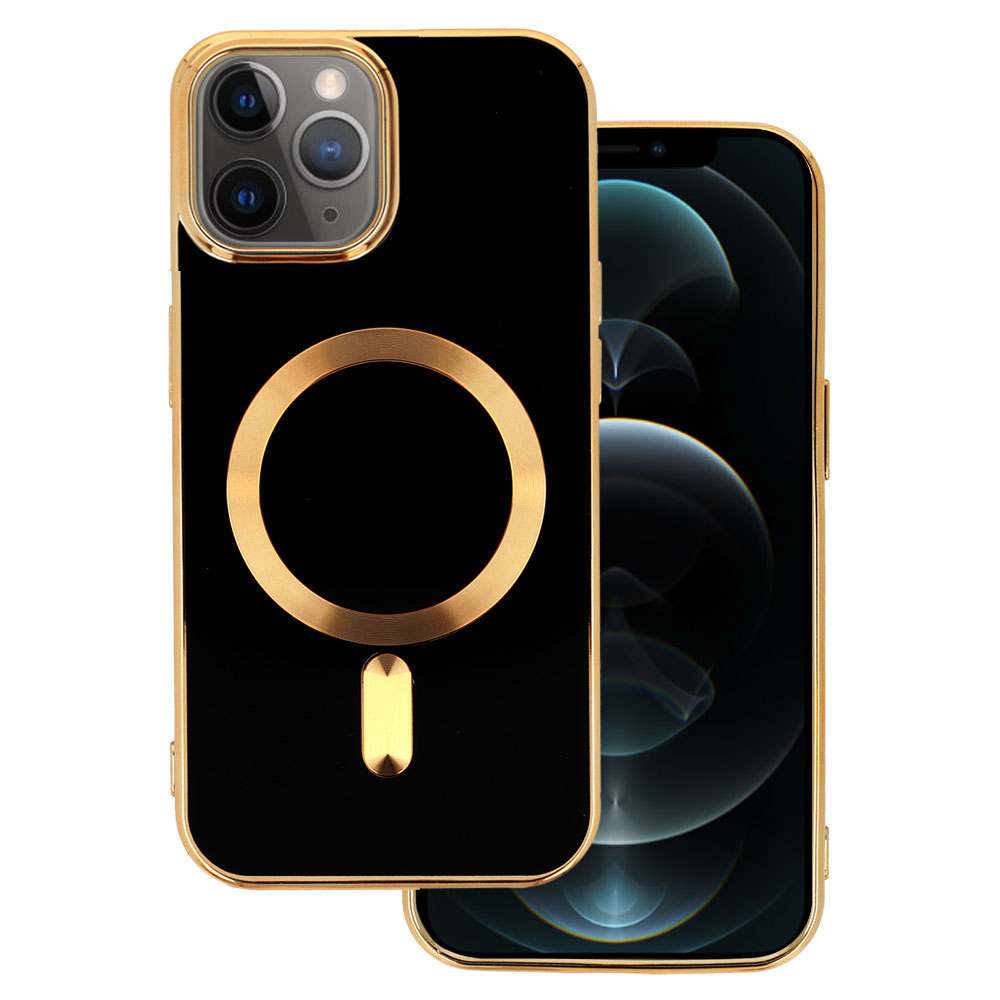 Etui do iPhone 12 Pro Liquid Gold Magsafe, czarne