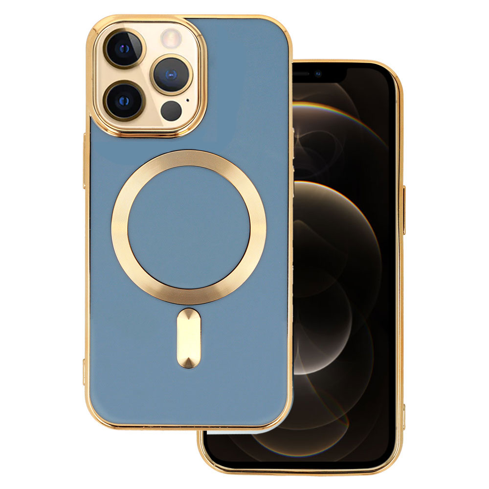 Etui do iPhone 12 Pro Liquid Gold Magsafe, niebieskie