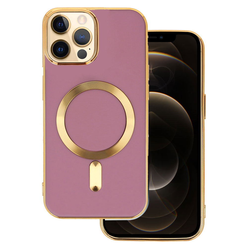 Etui do iPhone 12 Pro Liquid Gold Magsafe, fioletowe