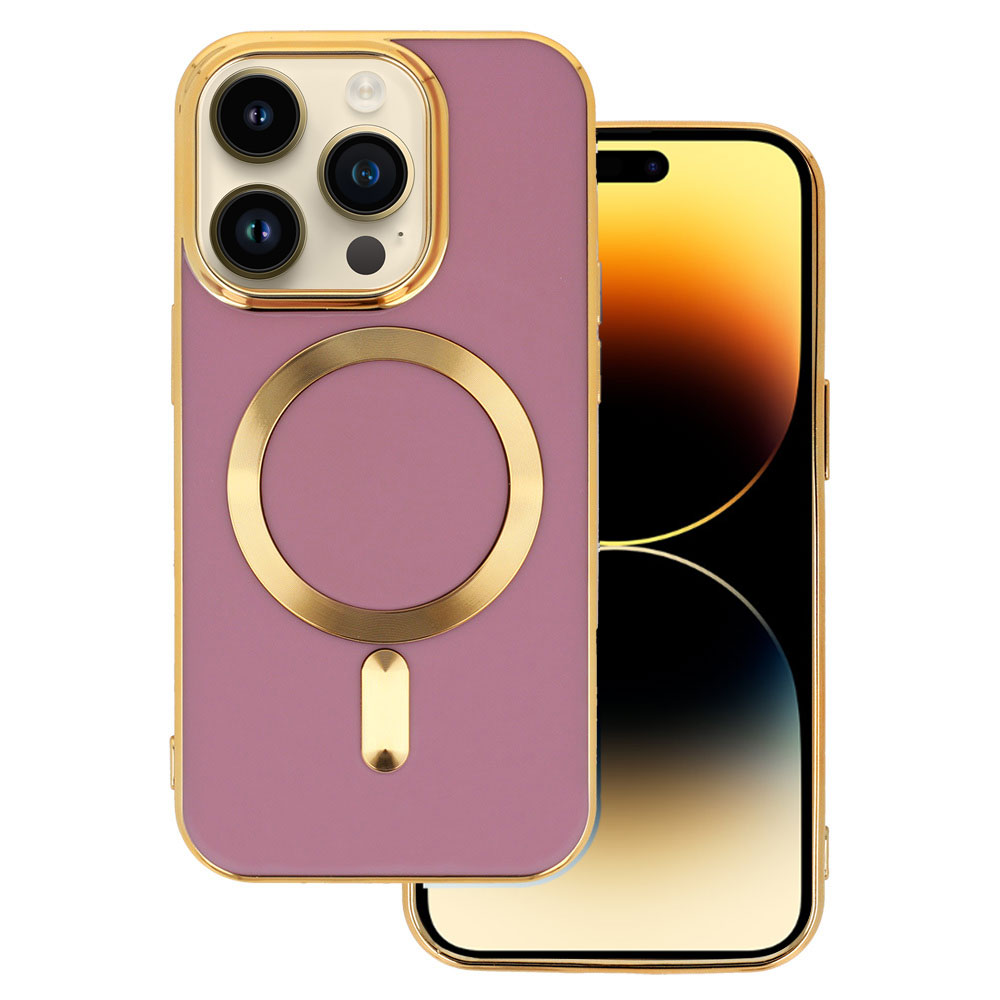 Etui do iPhone 14 Pro Liquid Gold Magsafe, fioletowe