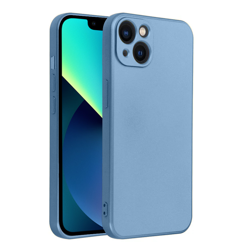 Etui do iPhone 13 Mini silikonowe Blue Metallic ochrona obiektywu, metaliczny niebieski