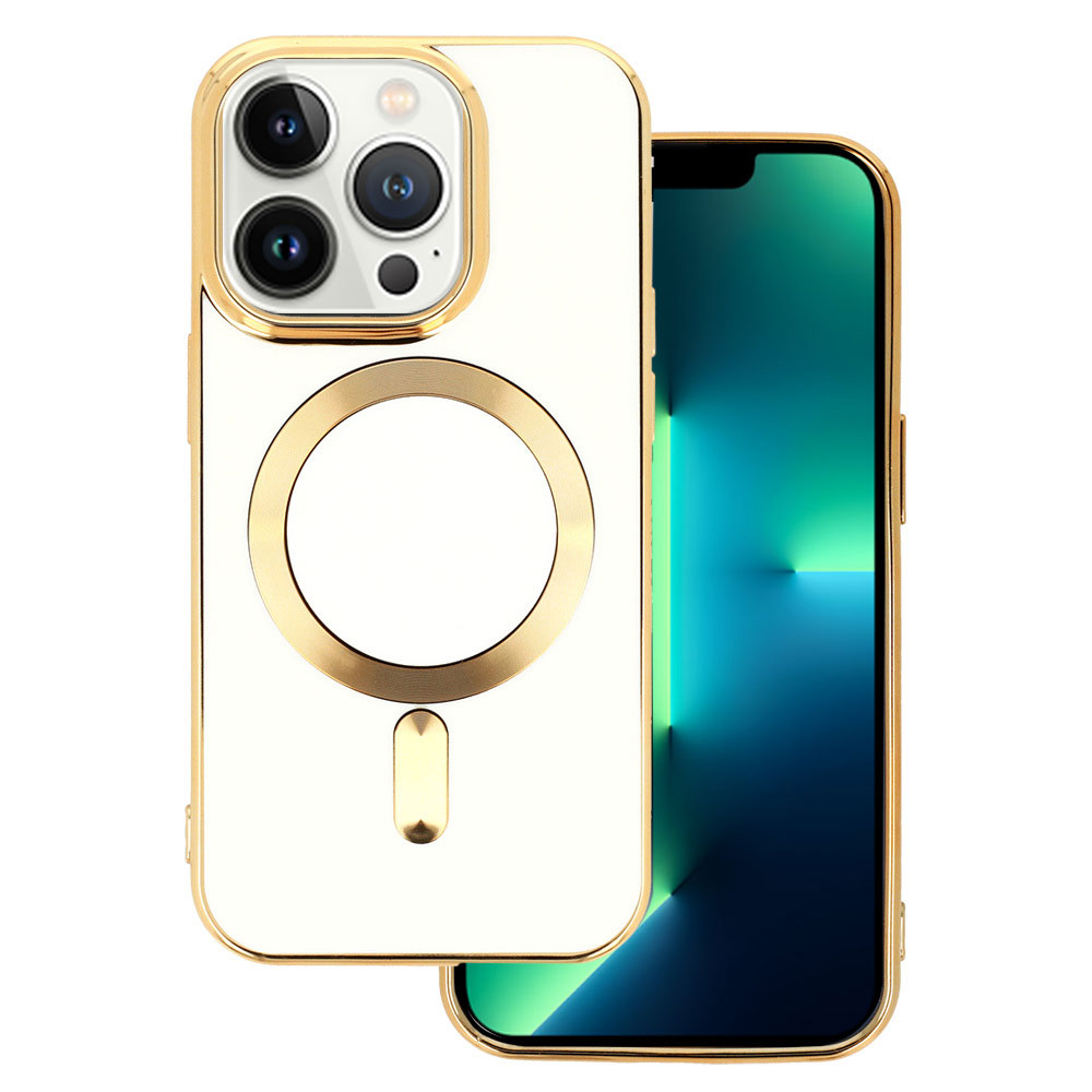 Etui do iPhone 12 Pro Max Liquid Gold Magsafe, białe