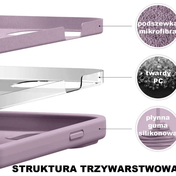 etui do iphone 14 silikonowe z mikrofibrą premium soft touch, fioletowe liliowe (kopia)