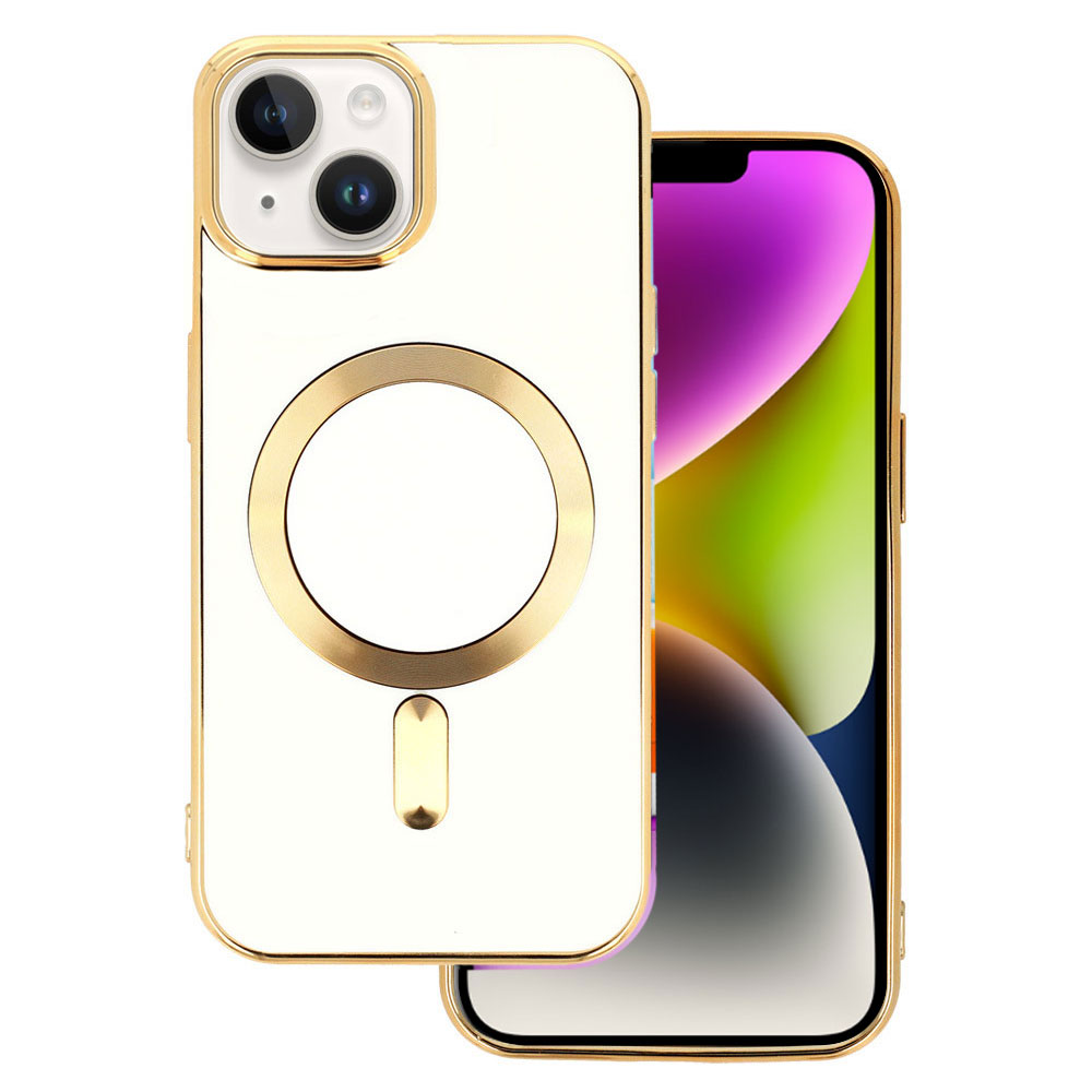 Etui do iPhone 14 Plus Liquid Gold Magsafe, białe