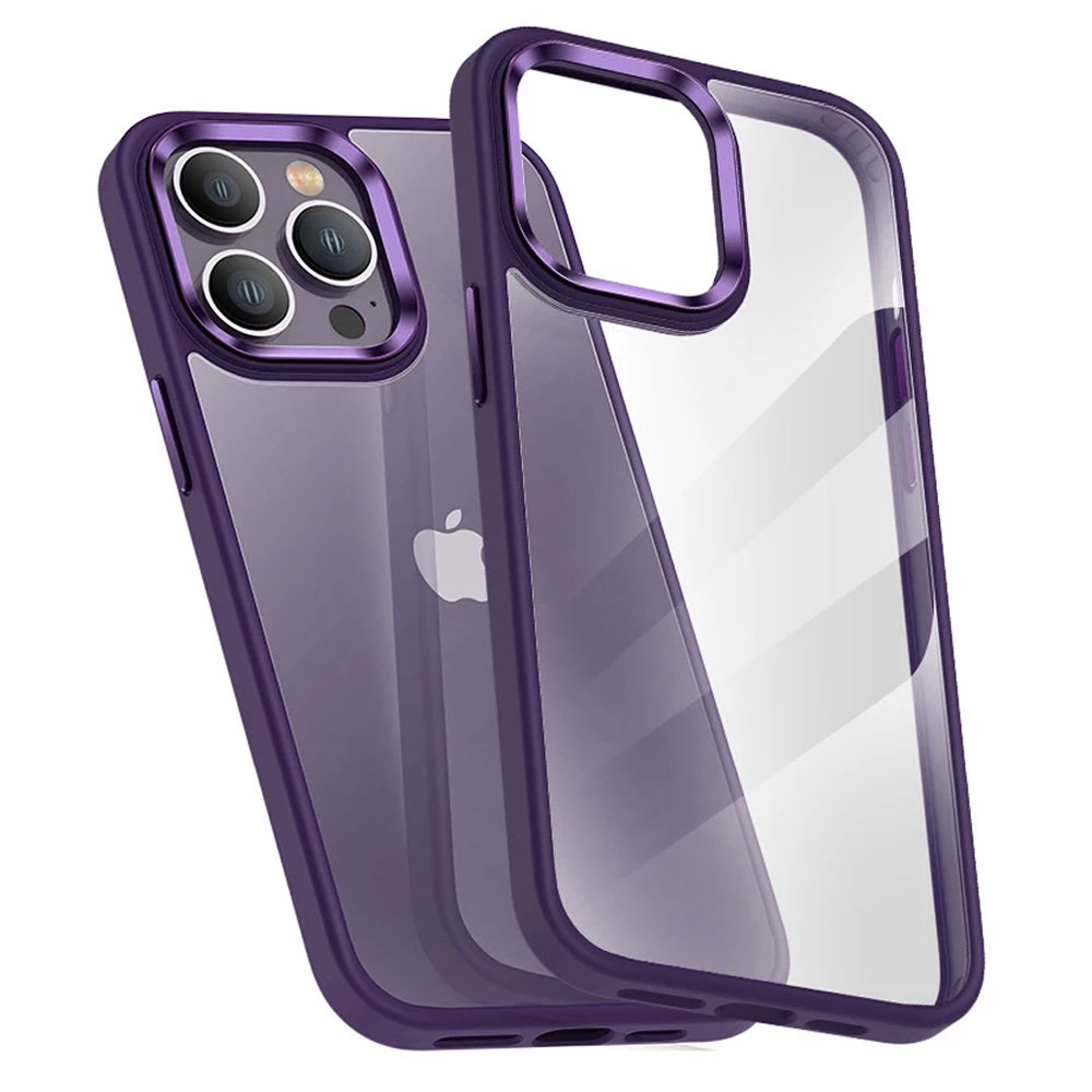 Etui do iPhone 14 Pro Max elegant Hybrid Color, szklany tył, głęboka purpura
