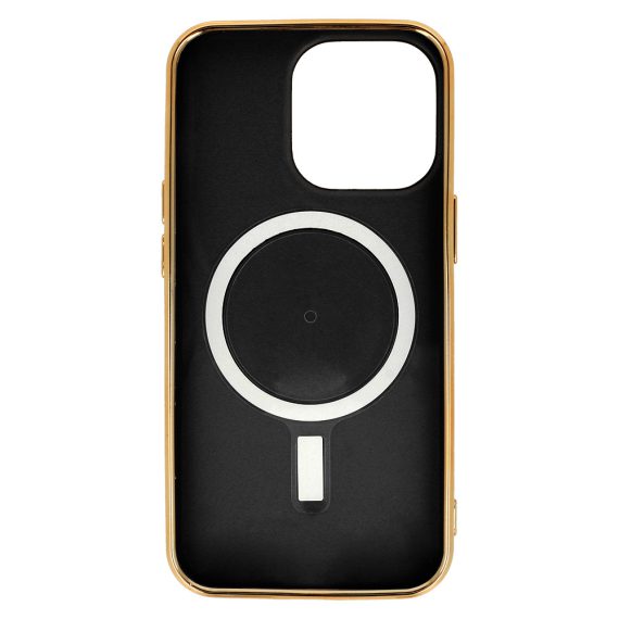 etui do iphone 14 pro max liquid gold magsafe, czarne