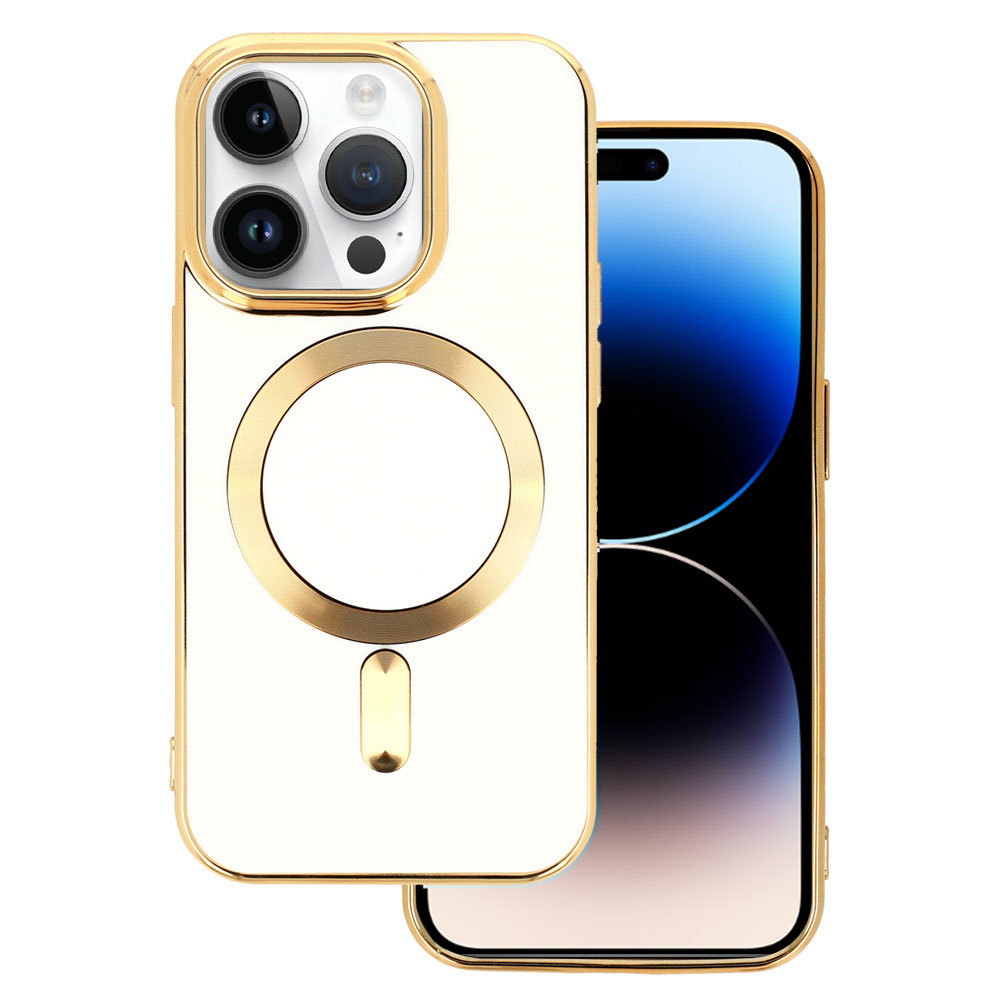 Etui do iPhone 14 Pro Liquid Gold Magsafe, białe