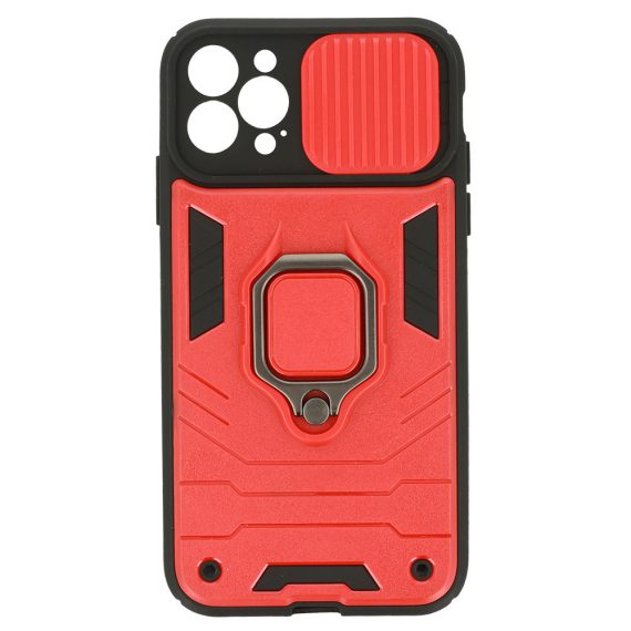 etui do iphone 14 pro max pancerne z magnetycznym uchwytem, osłona kamery, czerwono czarne