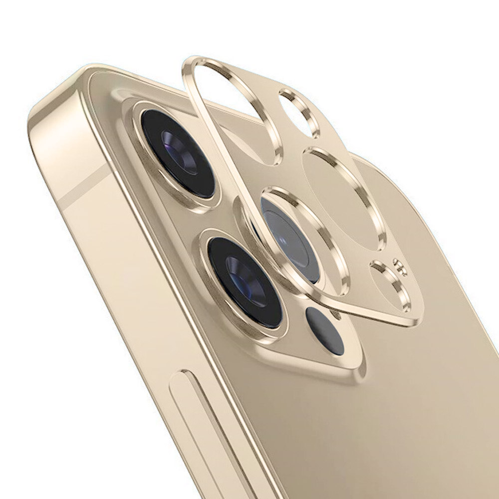 iPhone 13 Pro Max metalowa osłona na cały aparat, złota
