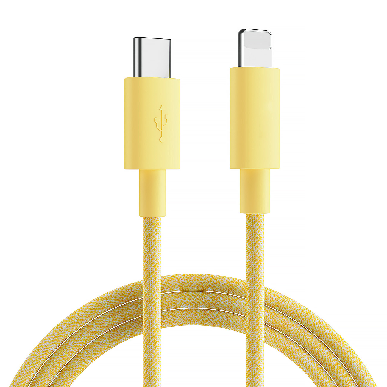 Kabel USB Typ C – Lightning wytrzymały do szybkiego ładowania / transmisji danych 20W 1m, żółty