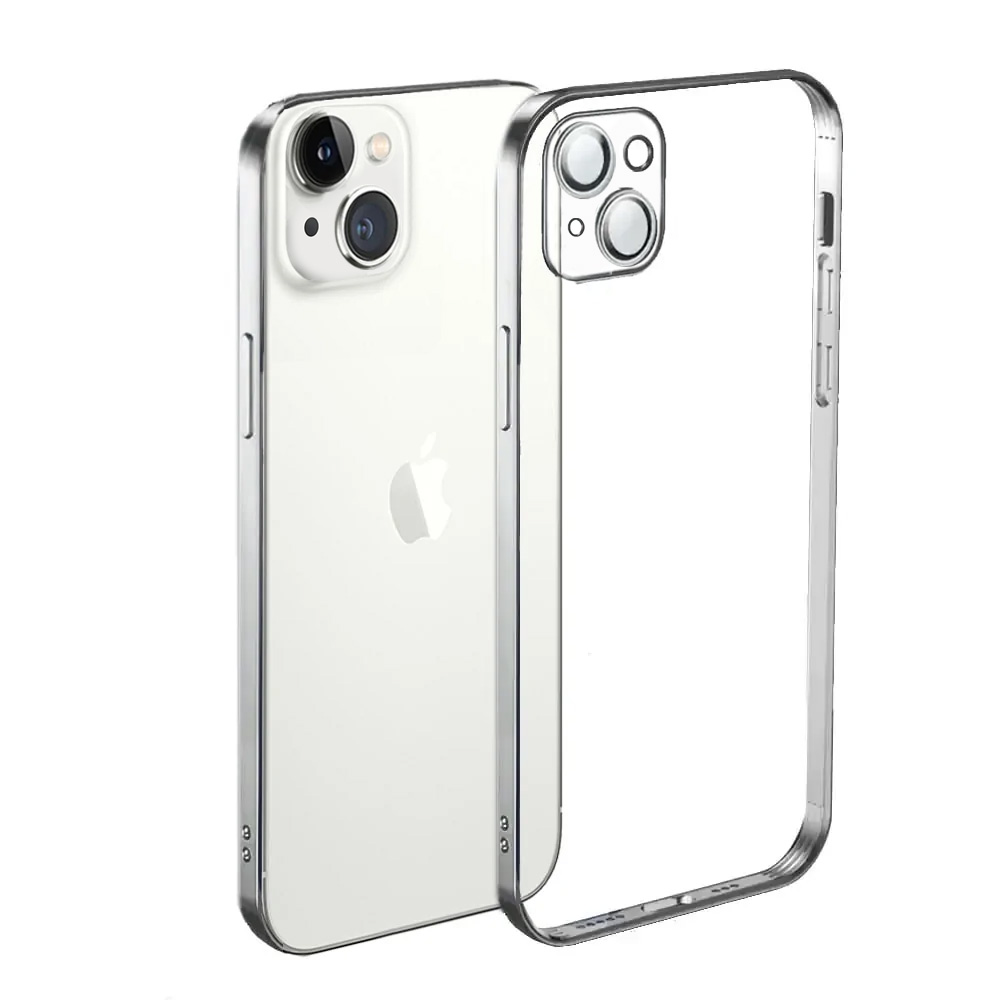 Etui do iPhone 14 Slim Protect Full Cover z osłoną kamery i obiektywów 9H, srebrne