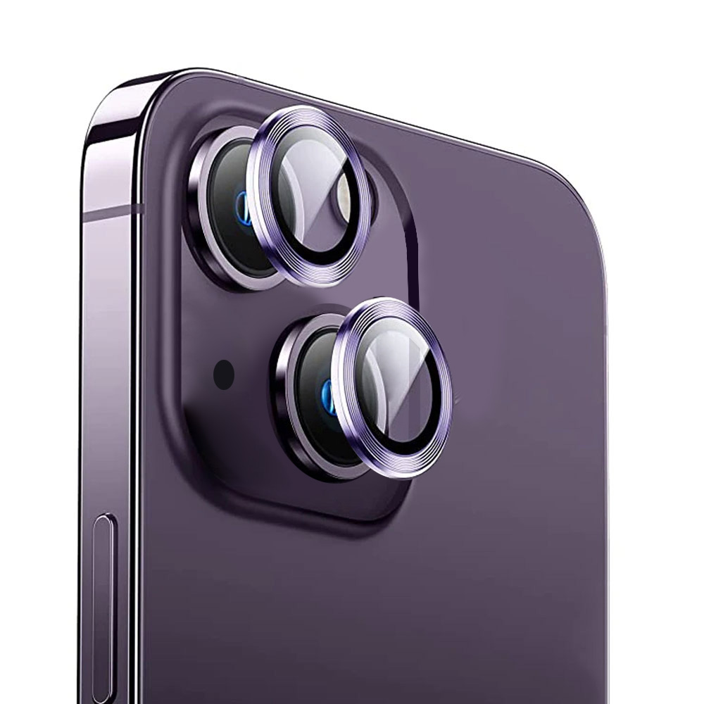 Metalowa osłona obiektywów szkło na aparat iPhone 14 Plus, głęboka purpura