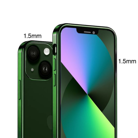 etui do iphone 13 jetech simple metallic deep green przeźroczyste z ramką w kolorze ciemno zielonym
