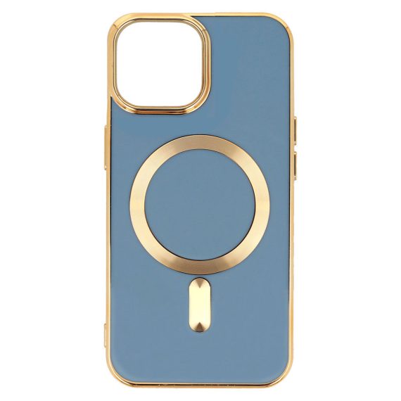 etui do iphone 12 liquid gold magsafe, niebieskie