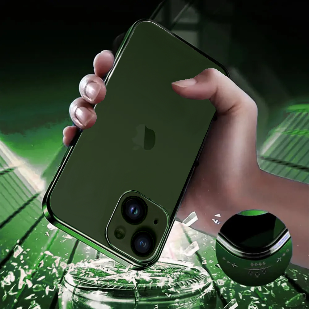 etui do iphone 13 jetech simple metallic deep green przeźroczyste z ramką w kolorze ciemno zielonym