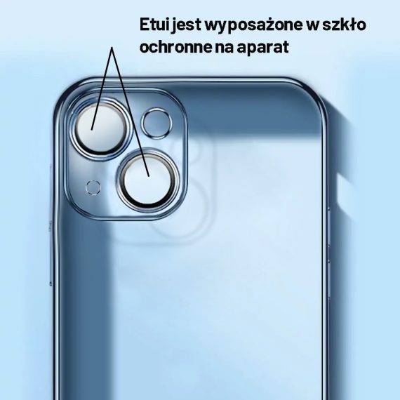 etui do iphone 14 premium protect full cover z osłoną kamery i obiektywów 9h, srebrne