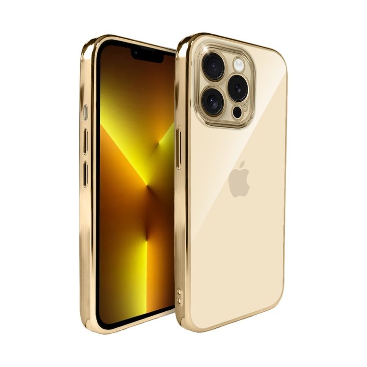 etui do iphone 13 pro max slim golden z osłoną kamery, złote