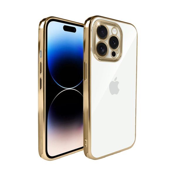 etui do iphone 14 pro slim golden z osłoną kamery, złote