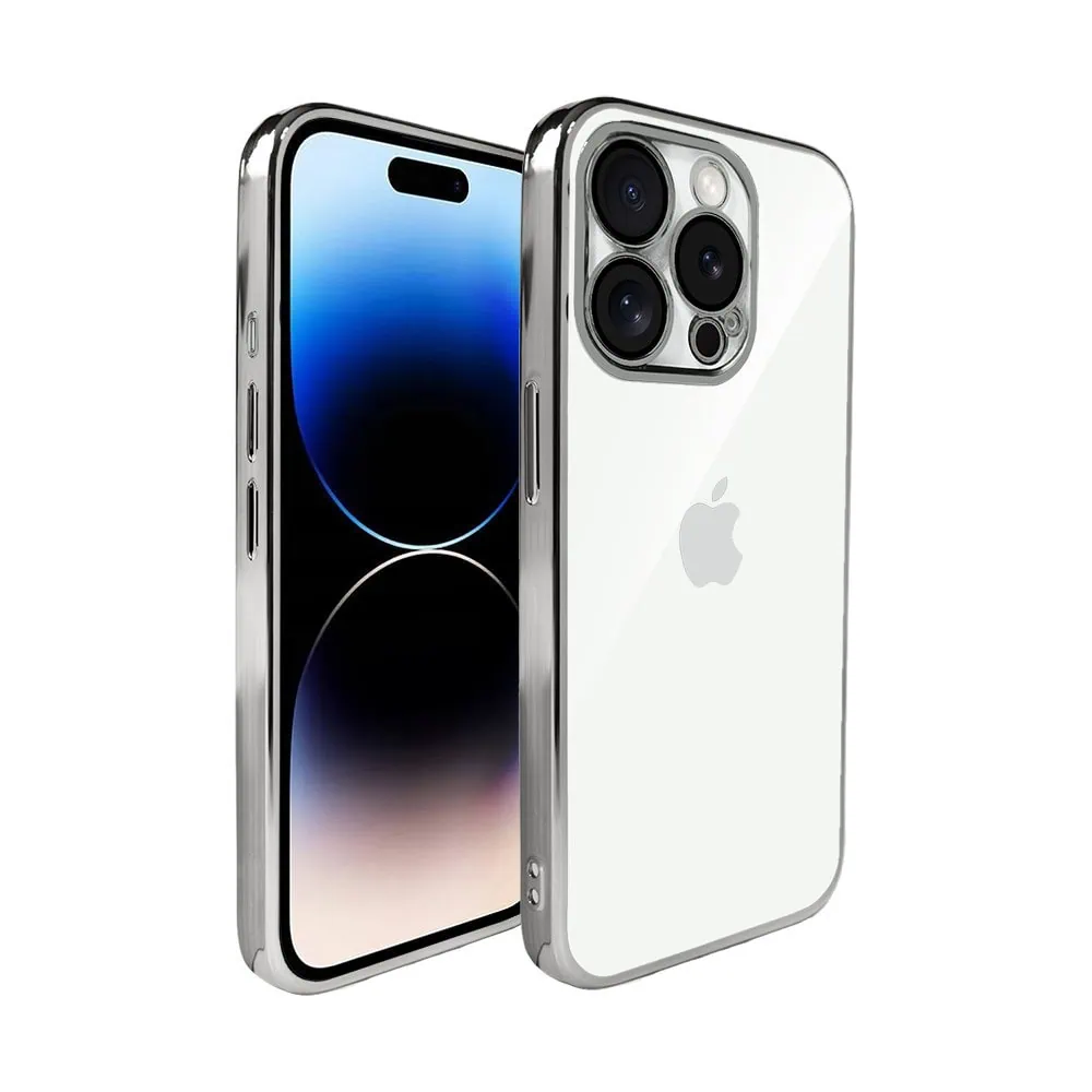 etui do iphone 14 pro max slim silver z osłoną kamery, srebrne