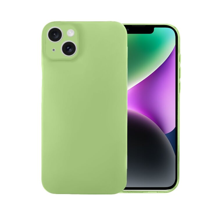 Etui do iPhone 14 silikonowe z mikrofibrą soft touch z osłoną na aparat, jaśminowe zielone (1)
