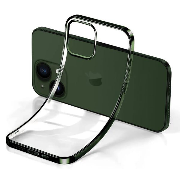 Etui do iPhone 13 JETech Simple Metallic deep green przeźroczyste z ramką w kolorze ciemno zielonym
