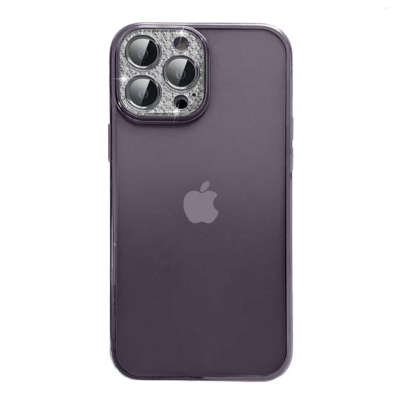 etui do iphone 14 pro diamond crown, diamentowa osłona kamery, półmatowe, purpurowe