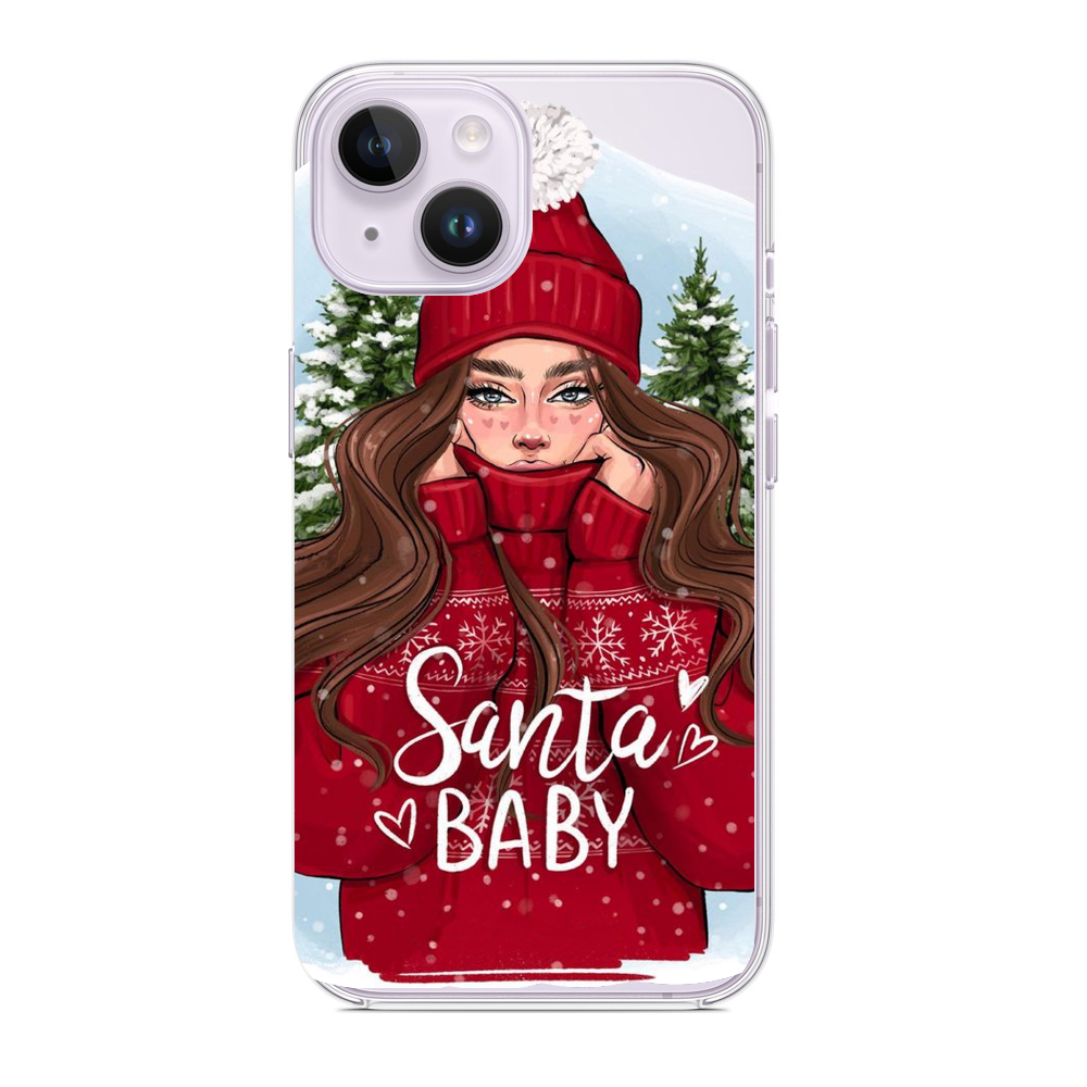 Etui do iPhone 15 Plus Merry Christmas świąteczny nadruk, Santa Babe