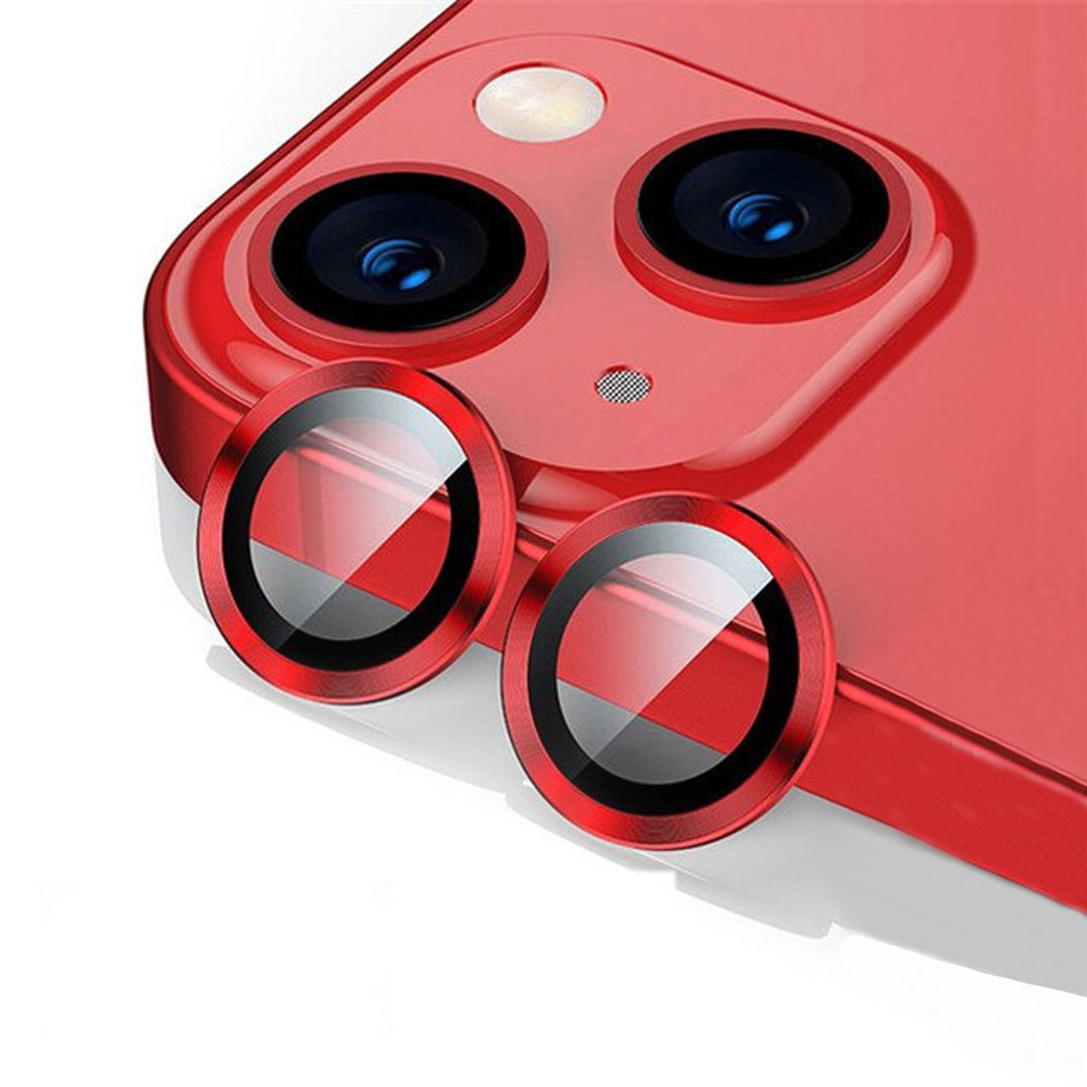 Metalowa osłona obiektywów szkło na aparat iPhone 13 Mini, czerwone