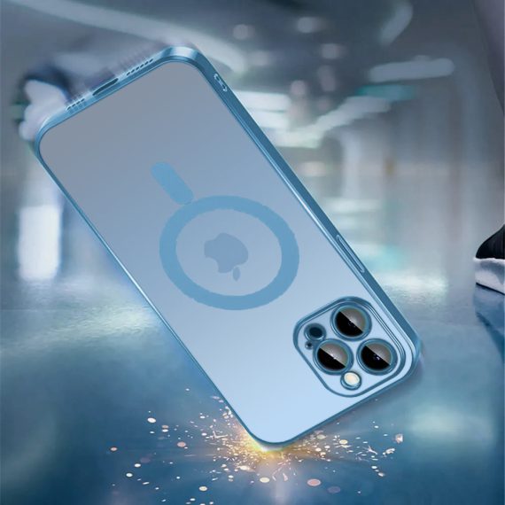 etui do iphone 13 pro max premium blue magsafe z osłoną kamery, górski niebieski