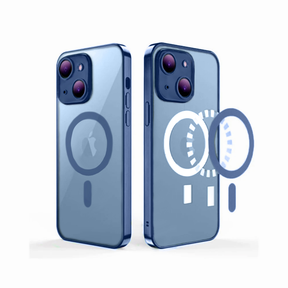 Etui do iPhone 14 Plus premium blue MagSafe z osłoną kamery, niebieskie