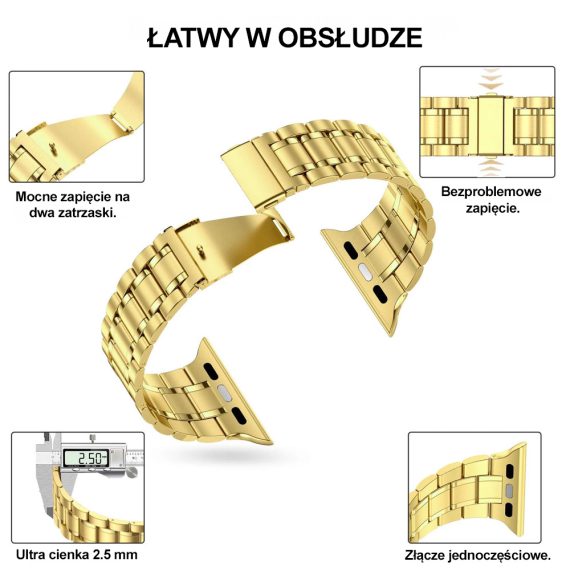złota bransoleta do apple watch 8 / 7 / 6 / 5 / 4 / 3 / se 41/40/38 mm żółte złoto