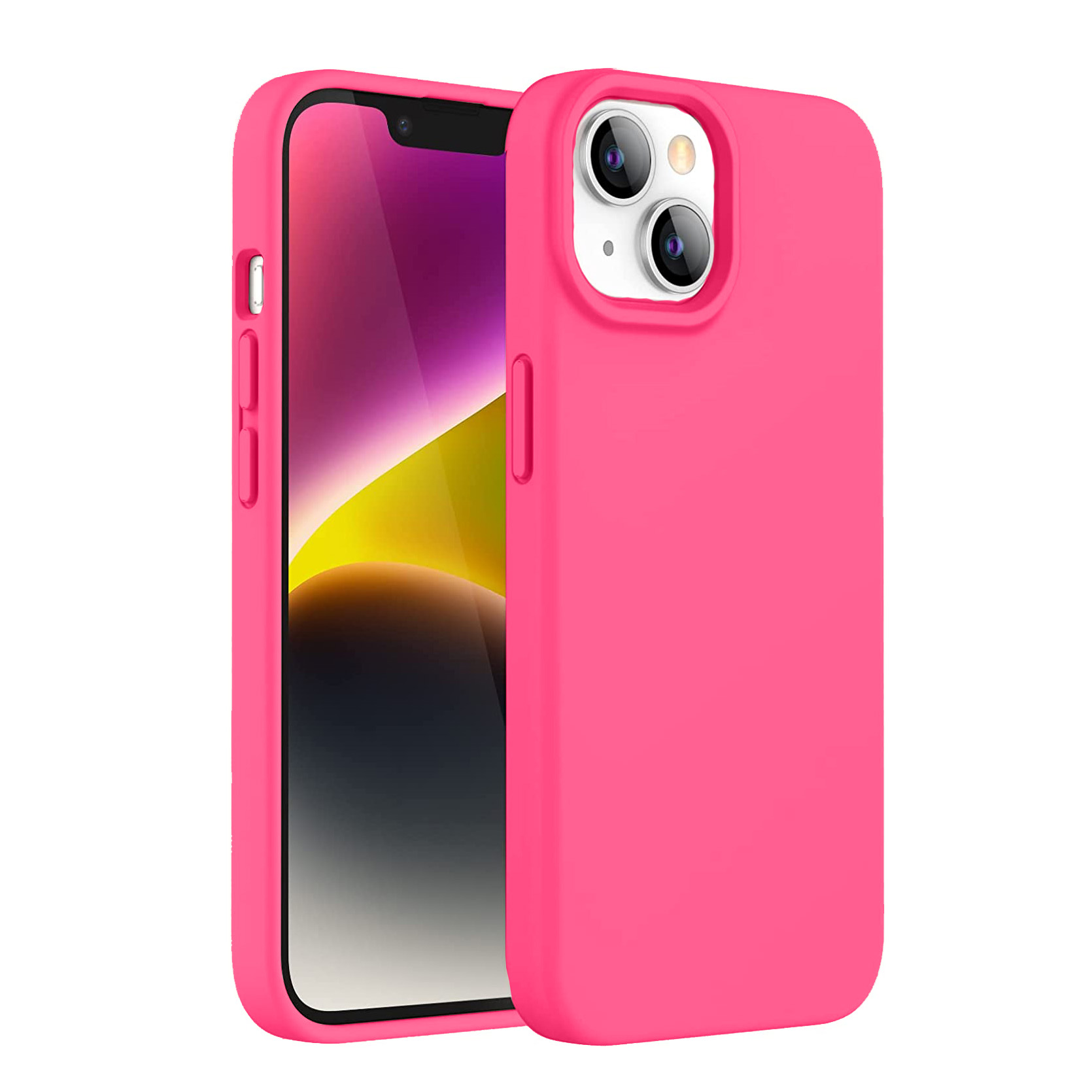 Etui do iPhone 14 Plus silikonowe z mikrofibrą soft touch, różowe