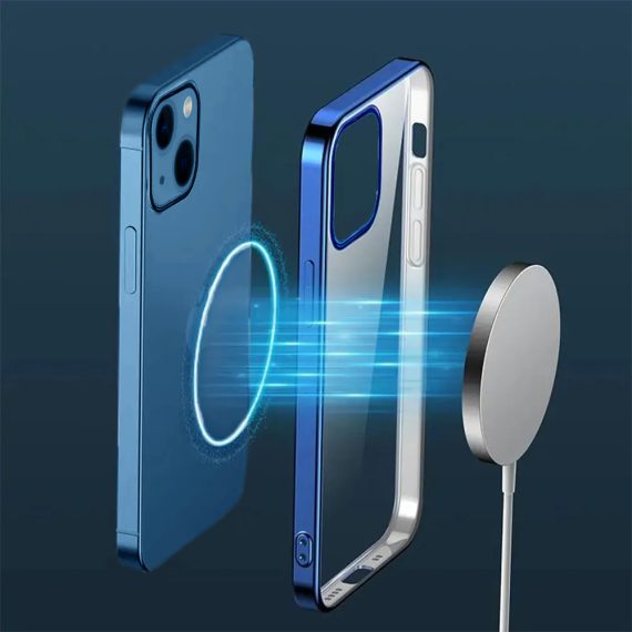 etui do iphone 13 jetech simple metallic deep blue przeźroczyste z ramką w kolorze głęboki niebieski