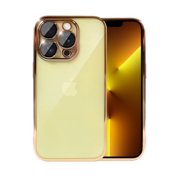 etui do iphone 13 pro slim protect full cover z osłoną kamery i obiektywów 9h, krystaliczny tył, czerwone złoto